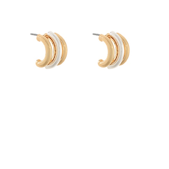 Twotone Layered Stud Hoops - Picture 2 of 2